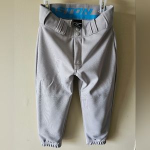 Girls gray Easton softball/baseball pants, youth small